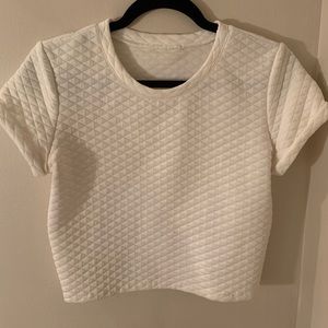 AQUA White Quilted Short-Sleeve Top